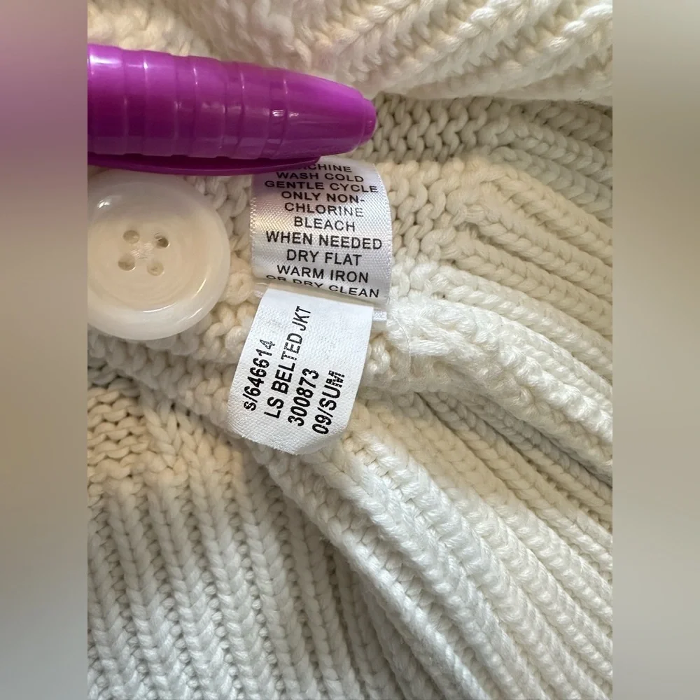Banana Republic Organic Cotton Ivory Cream Knit Button Down Cardigan Womens Sz S